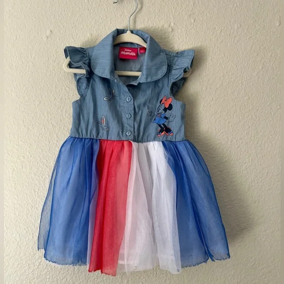 Disney Toddler Girls' Minnie Chambray Tutu Dress - 2T